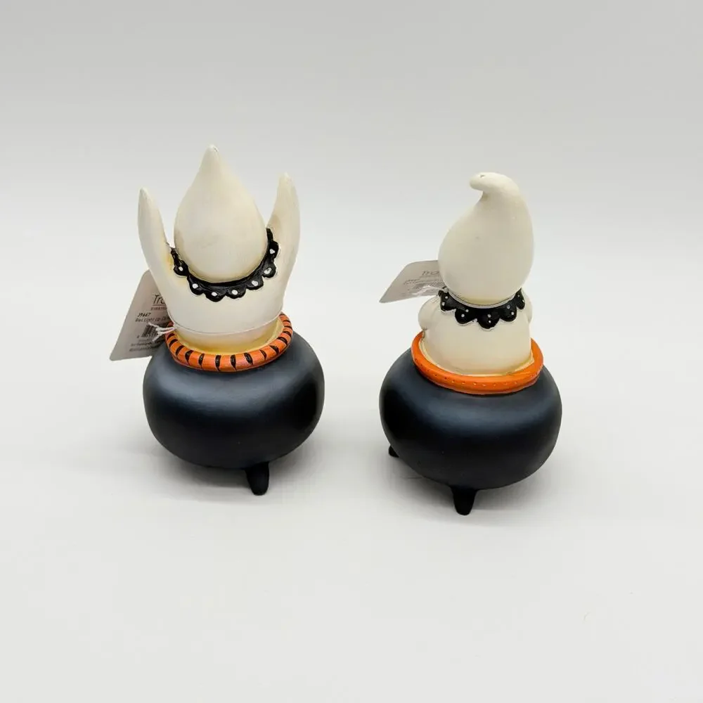 Set of 2 Johanna Parker Transpac Mini Ghost In Cauldron LED Halloween Decor FLAW - Picture 3 of 7